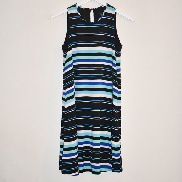 NWT Tommy Hilfiger Blue Striped Wear to Work Dress Size 2 - Picture 4 of 10